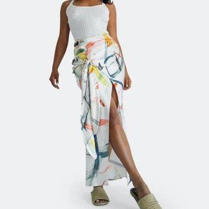 The Line by K White Abstract Print Pencil Skirt with Side Slit